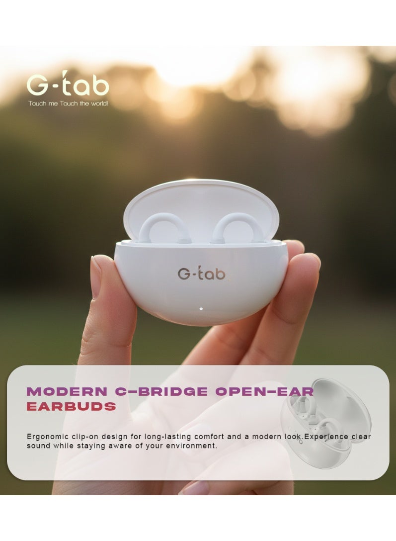 G-Tab CLIP3 Bluetooth Earbuds, Wireless Earphones, Open-Ear Clip TWS Earbuds with C-Bridge Design, ENC Noise Cancelling Mic, Touch Control, Long Battery Life, Type-C Charging, Compatible with iPhone & Android - Image 4